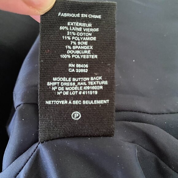 Theory Sleeveless Navy SIZE 8 Sheath Shift Dress Fitted Virgin Wool - Picture 6 of 10